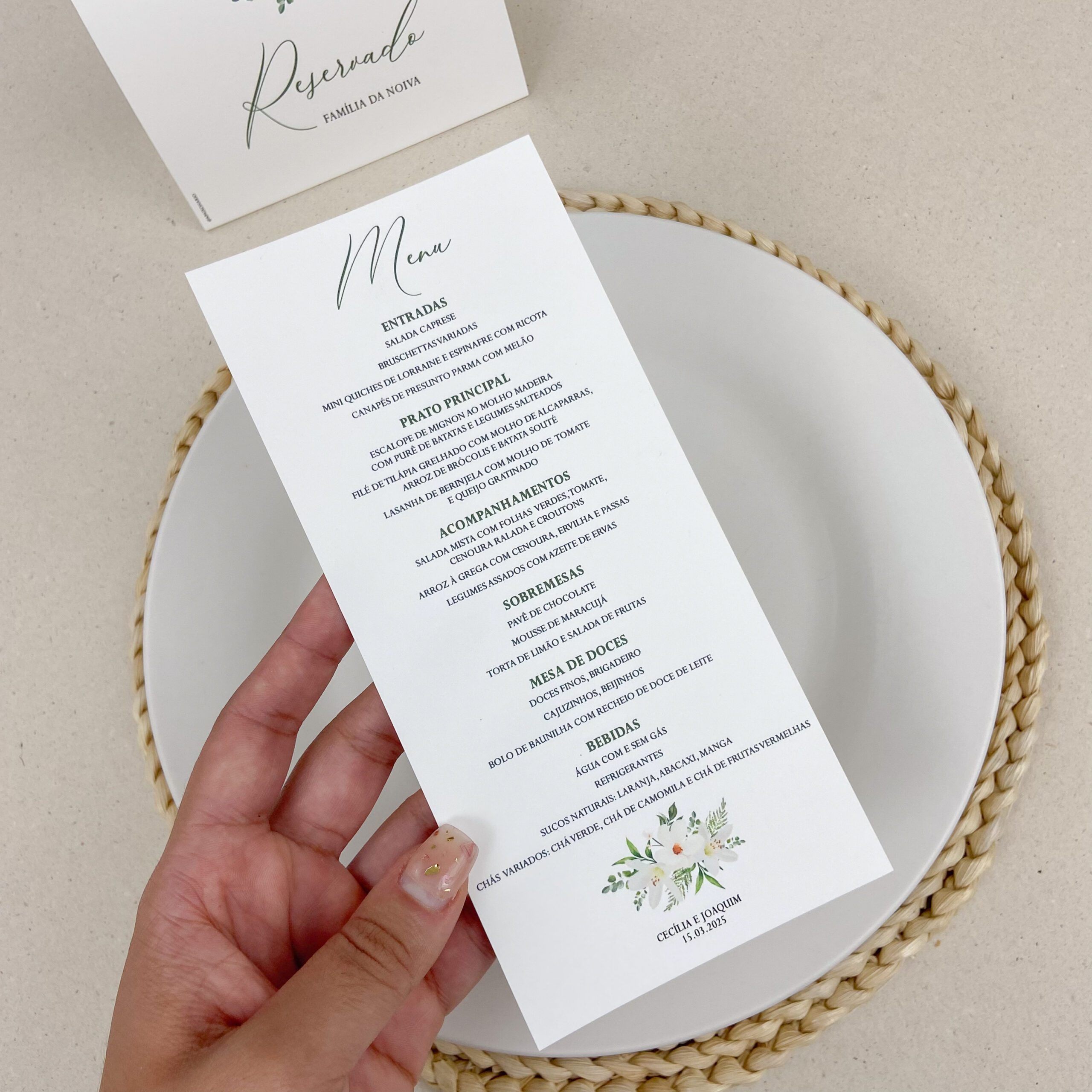 menu de mesa casamento