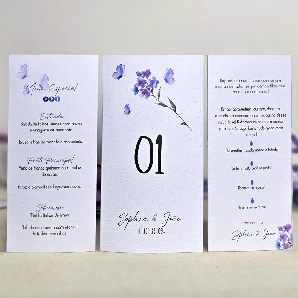 menu individual para convidados