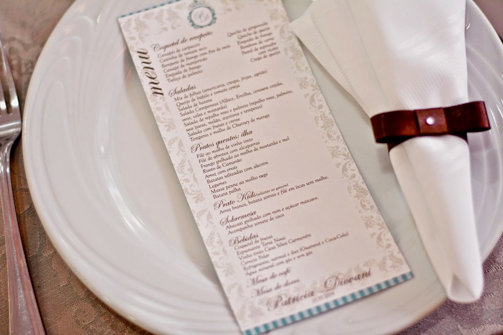 papel para menu de mesa