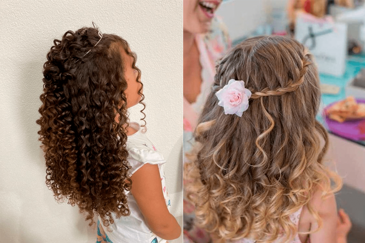 penteado para casamento de dia infantil