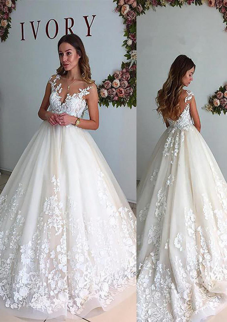vestido de noiva decote transparente