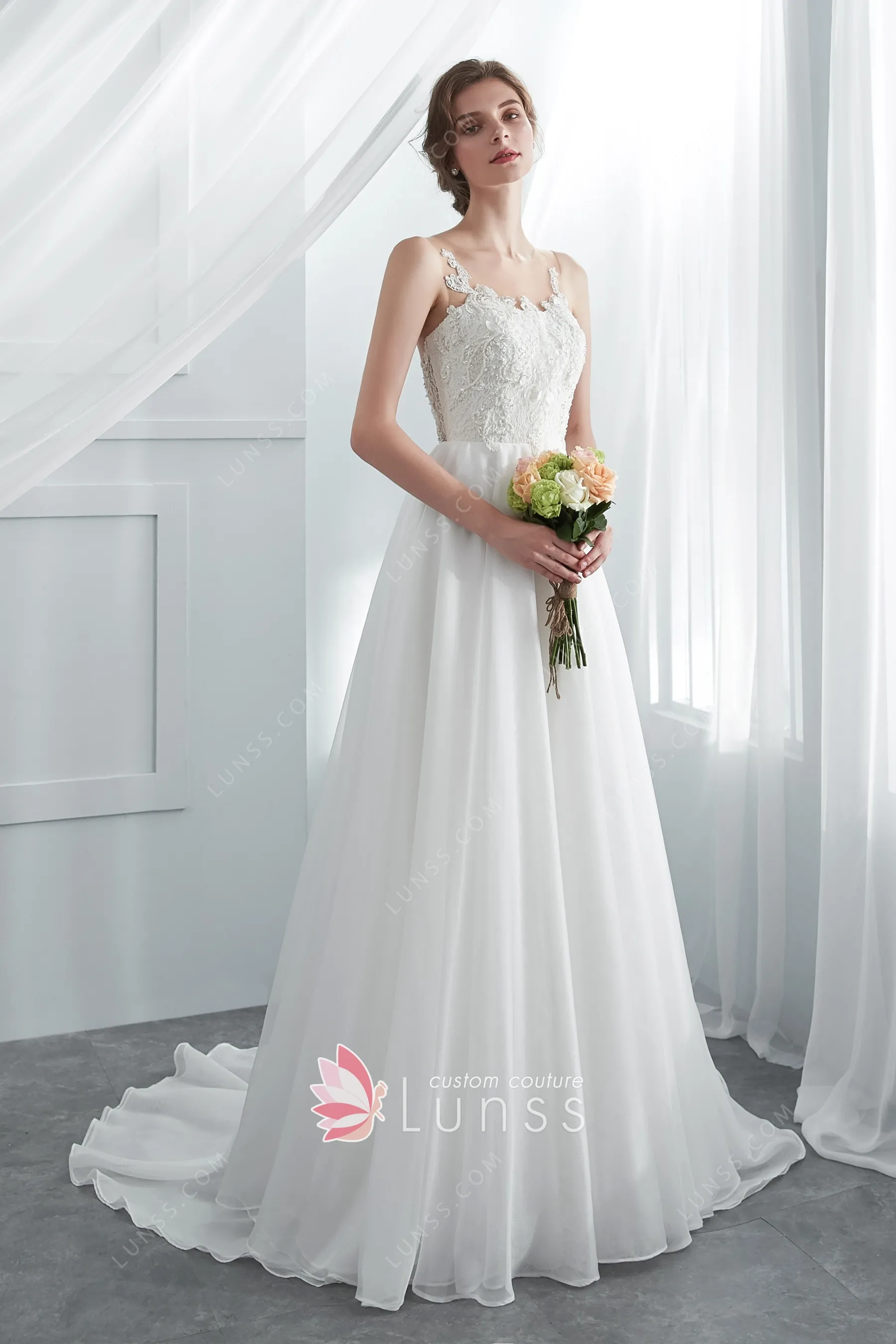 vestido de noiva decote coração ilusão