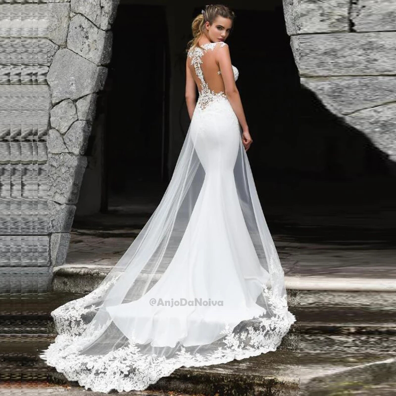 vestido de noiva boho decote ilusão