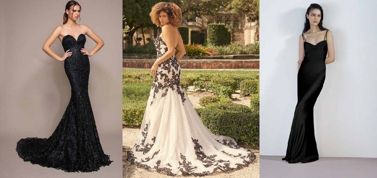 vestido de noiva alternativo preto e branco