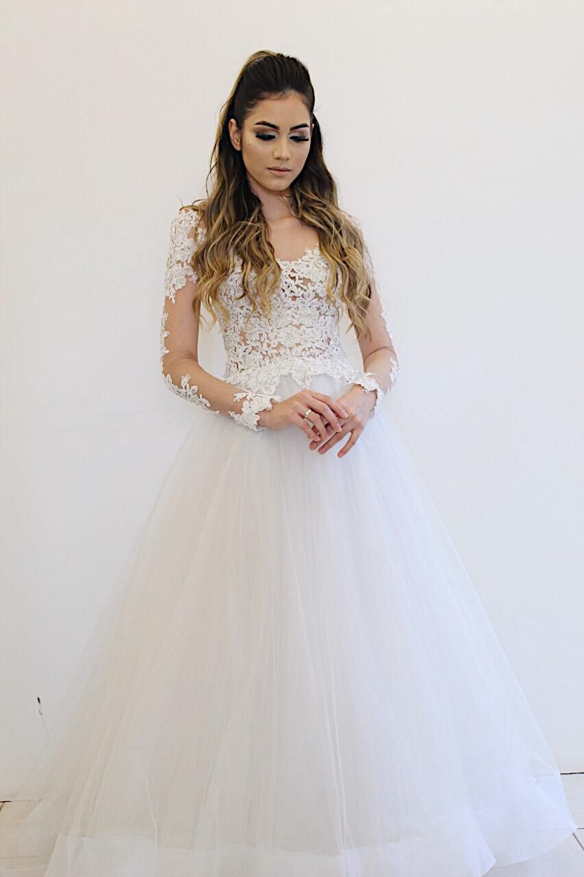 vestido de noiva saia tule casamento ao ar livre